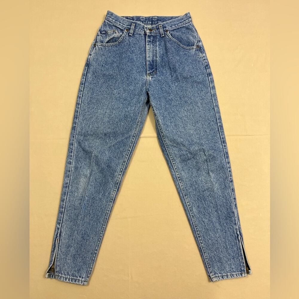 Lee Vintage Women's High Rise Blue Tapered Mom Jeans Ankle Zippers Size 12